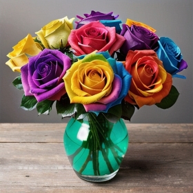 12 Rainbow roses